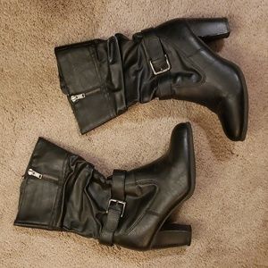 2/$12 Rue 21 Black Heeled Boots Sz Sm 6-7